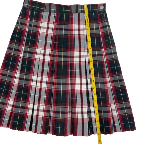 Parker Tartan Red Plaid High Waist Pleated Skirt Juniors Size 3 School Uniform - Picture 8 of 10